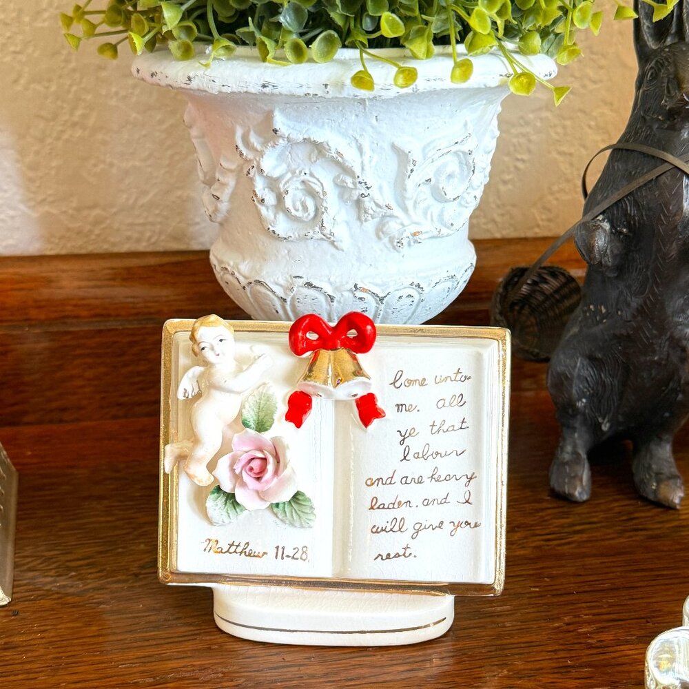 Vintage porcelain book with 3D angel made in Japan - Picture 4 of 13